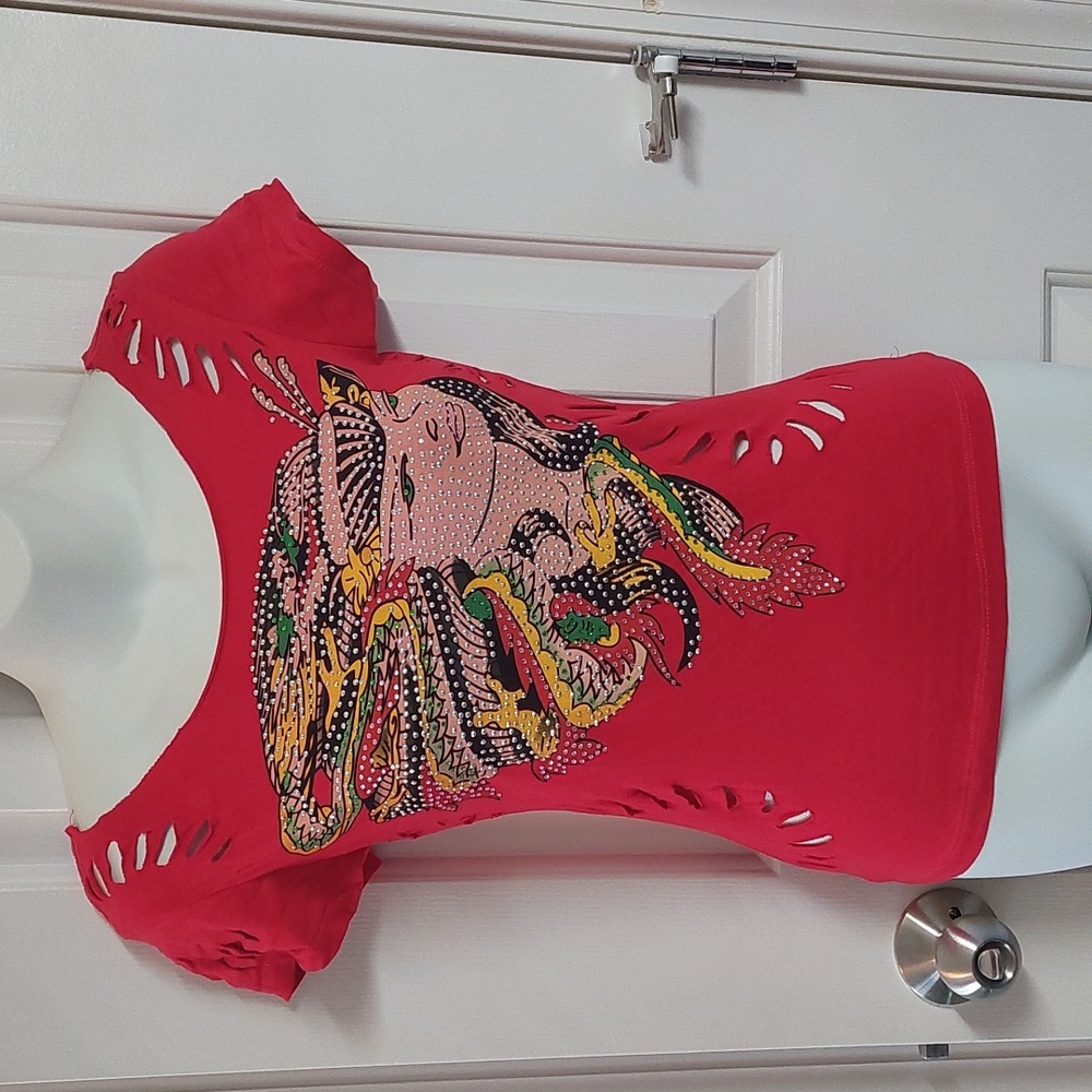 One of a Kind Cut Out Aisan Beauty with Dragon Headdress Top